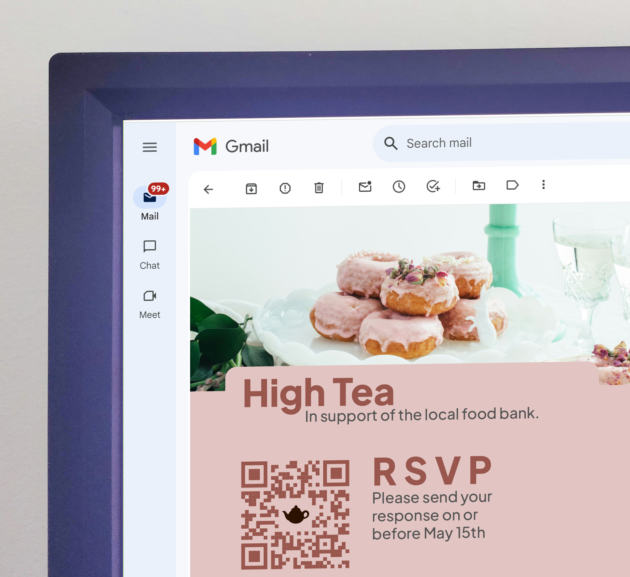 QR Code used for a RSVP for a High Tea Charity Event