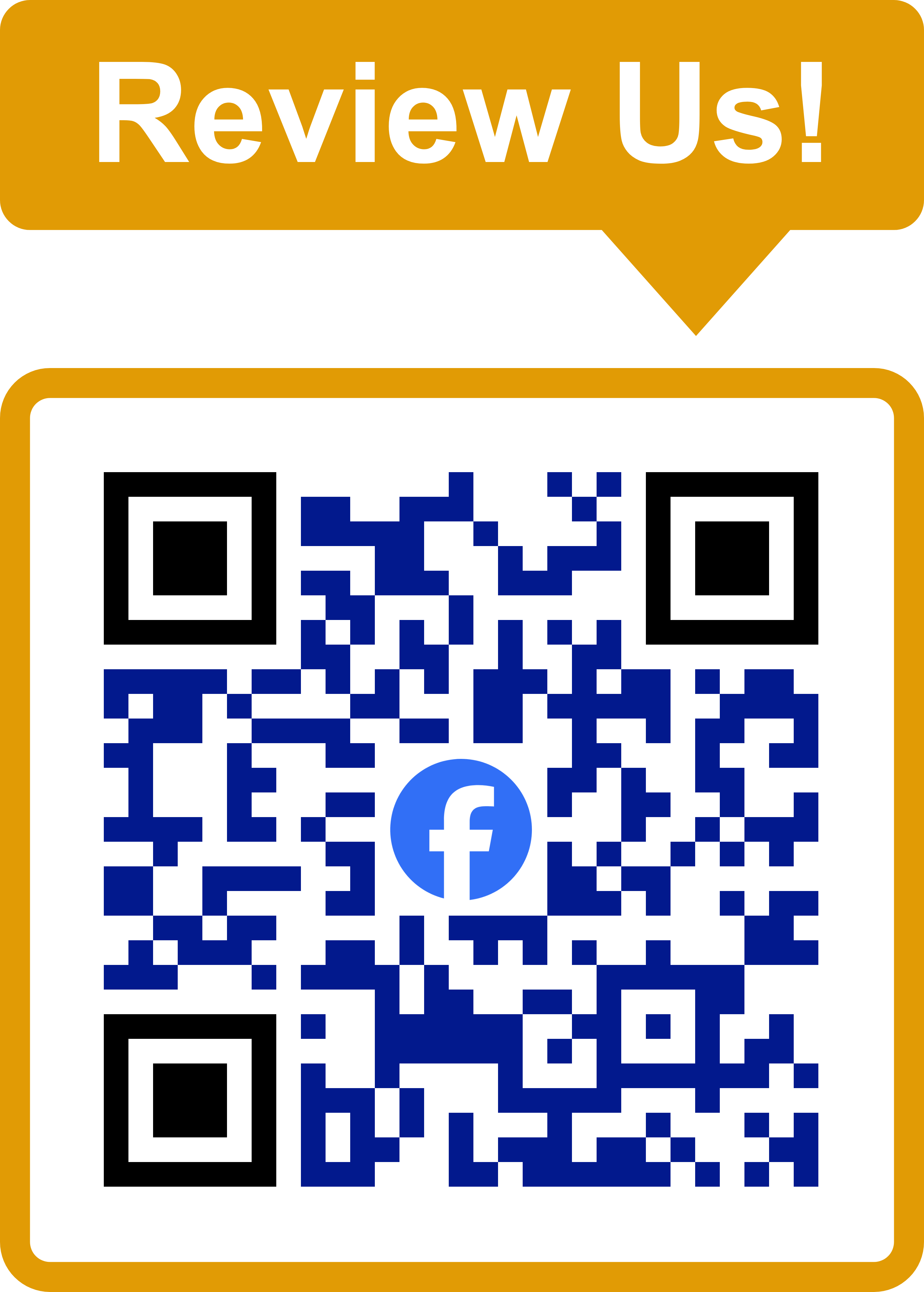 QR Code that tells people to review us on Facebook